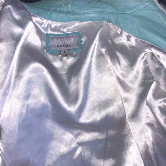 Leather Turquoise distressed Biker Jacket NWOT - Picture 10 of 11